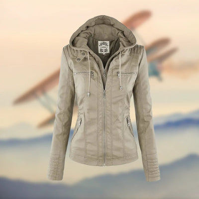 Isabella | Stylish and Versatile Hooded Leather Jacket
