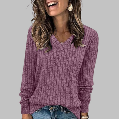 Jeanine | Comfy V-Neck Long Sleeve Top