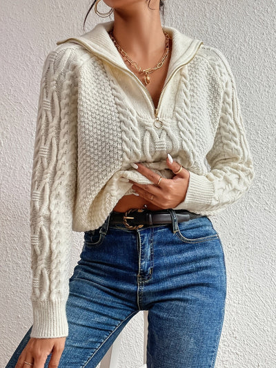 Harlow | Cable Knit Jumper with Zipper Collar